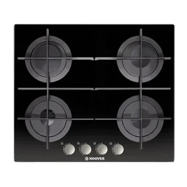 HOOVER Built-In Gas Hob, 4 Burners, 60 cm, Black Glass - HGV64SMTCGB - ESTORES
