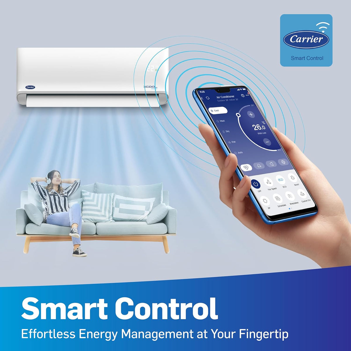 Split Inverter Air Conditioner with Heating, 2.25 HP, White