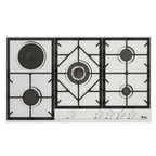 Purity Built In Dual Fuel Hob, 4 Gas Burner + 1 Electric Burner, 90 cm, Stainless Steel - HPT909ES - ESTORES