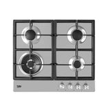 Beko Built In Gas Hob, 4 Burners, 60 cm, Stainless Steel - HIAW64225SX