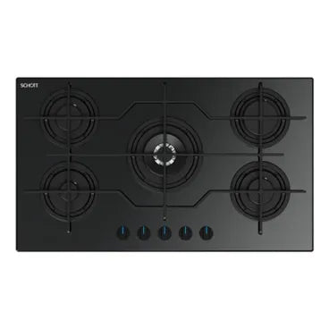 Fresh S2 Glass Built In Gas Hob, 5 Burners, 90 cm, Black - Fresh-50009623