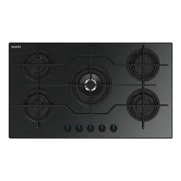 Fresh S2 Glass Built In Gas Hob, 5 Burners, 90 cm, Black - Fresh - ESTORES