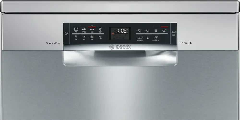 Bosch Serie 6 Digital Dishwasher, 13 Place Settings, 8 Programs, Silver - SMS68MI09E - ESTORES