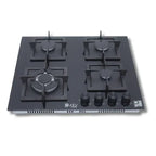Purity Glass Built-In Gas Hob, 4 Burners, 60 cm, Black - HPT606G - ESTORES