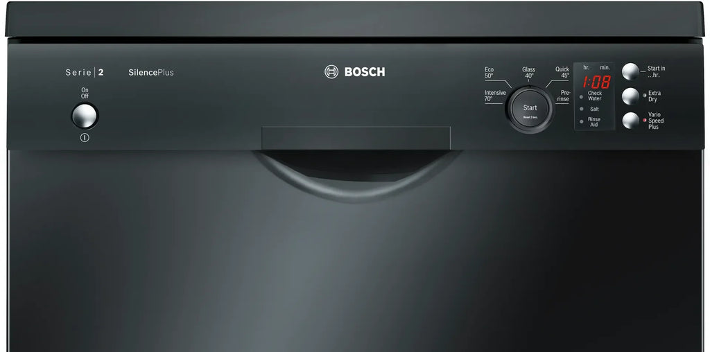 Bosch Digital Dishwasher, 12 Place Settings, 5 Programs, Black - SMS25AB00G - ESTORES