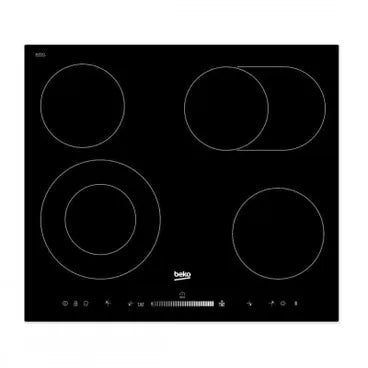 Beko Built-In Electric Hob, 4 Burners, 60 cm, Glass Black - HIC 64503 TX