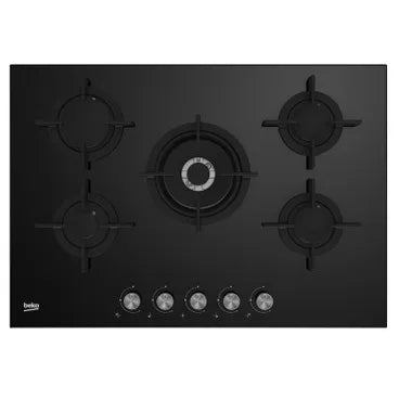 Beko bPRO 500 Built In Gas Hob, 5 Burners, 75 cm, Black - HILW 75222 S