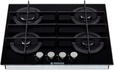 HOOVER Built-In Gas Hob, 4 Burners, 60 cm, Black Glass - HGV64SMTCGB - ESTORES