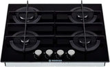 HOOVER Built-In Gas Hob, 4 Burners, 60 cm, Black Glass - HGV64SMTCGB