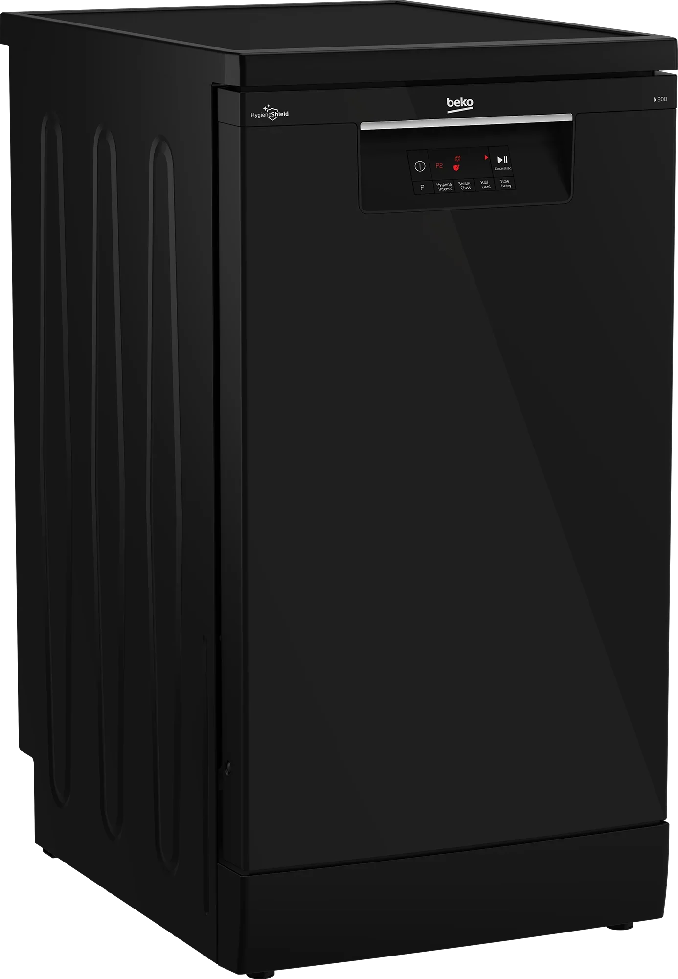 غسالة الأطباق الرقمية Beko b300 بتقنية العاكس، 10 أماكن، 5 برامج، أسود - BDFS15020B  Secondary image