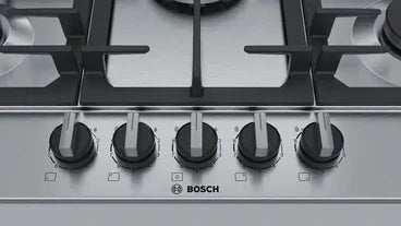 Bosch Series 6 Built In Gas Hob, 5 Burners, 75 cm, Stainless Steel - PCQ7A5B90 - ESTORES