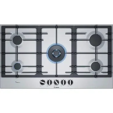 Bosch Series 6 Built-In Gas Hob, 5 Burners, 90 cm, Stainless steel - PCR9A5B90 - ESTORES Main image