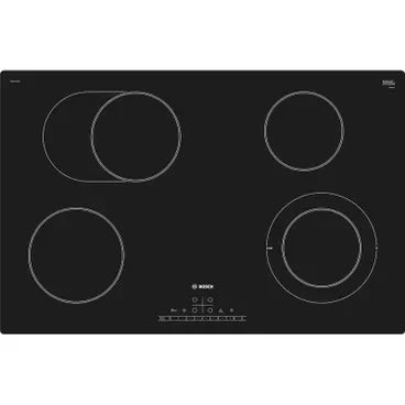 Bosch Serie 6 Electric Built-In Hob, 4 Burner, 80 cm, Black - PKN811FP1E - ESTORES