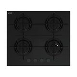 Fresh S2 Glass Built In Gas Hob, 4 Burners, 60 cm, Black - Fresh