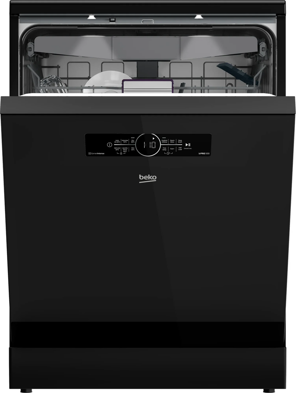 Beko bPRO 500 Digital Dishwasher, 15 Place Settings, 6 Programs, Black - BDFN36531GB - ESTORES