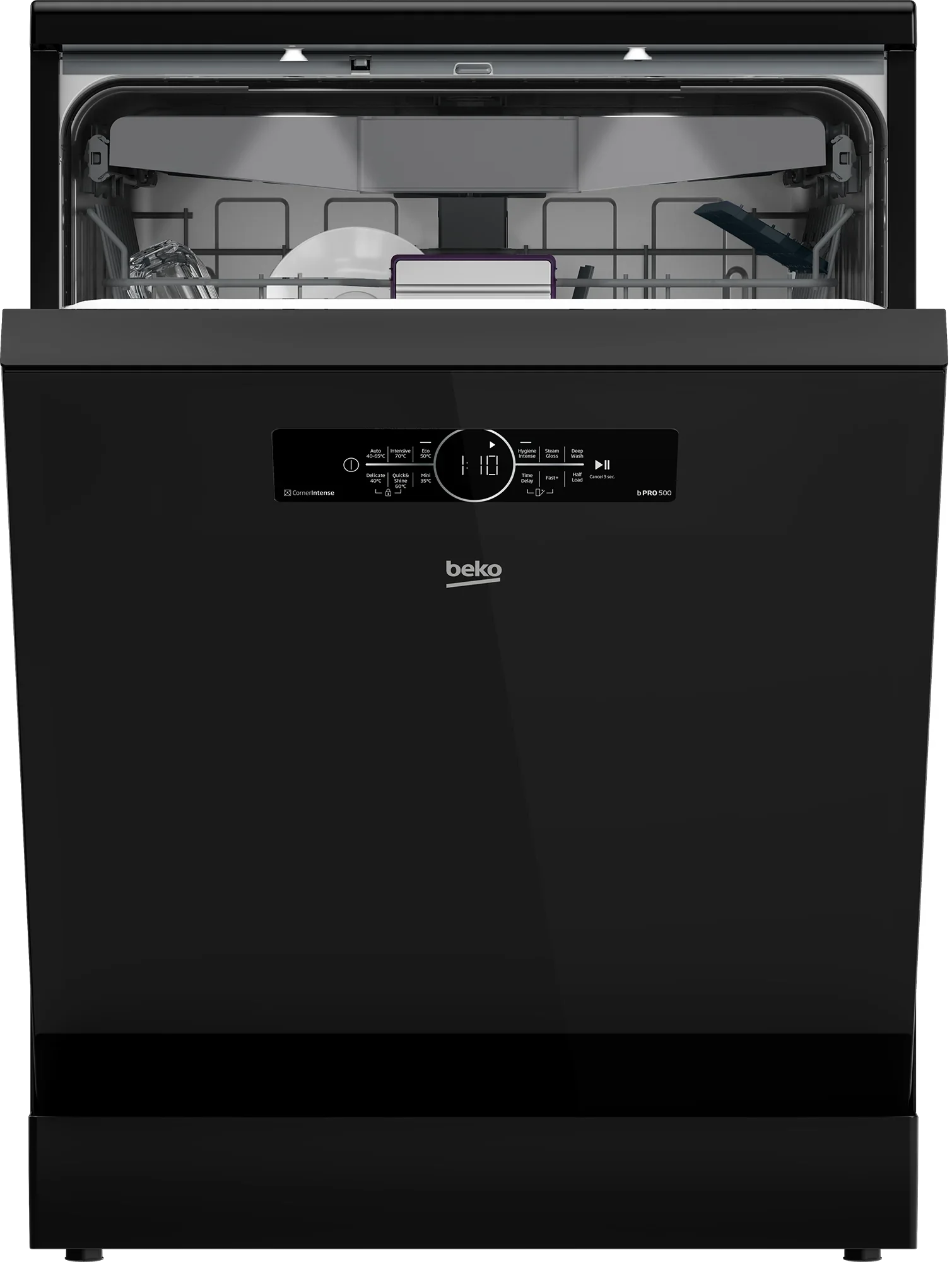 Beko bPRO 500 Digital Dishwasher, 15 Place Settings, 6 Programs, Black - BDFN36531GB - ESTORES
