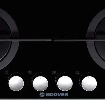 HOOVER Built-In Gas Hob, 4 Burners, 60 cm, Black Glass - HGV64SMTCGB - ESTORES