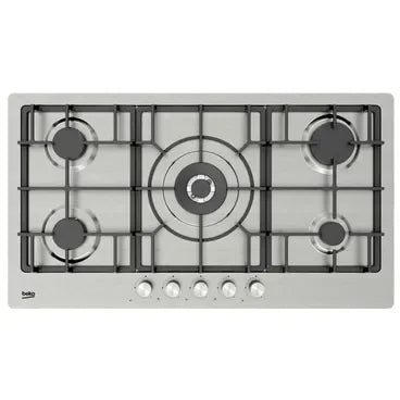 Beko Built In Gas Hob, 5 Burners, 90 cm, Stainless Steel - HIMW 95226 SXEL - ESTORES Main image