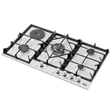 Purity Built In Dual Fuel Hob, 4 Gas Burner + 1 Electric Burner, 90 cm, Stainless Steel - HPT909ES