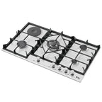 Purity Built In Dual Fuel Hob, 4 Gas Burner + 1 Electric Burner, 90 cm, Stainless Steel - HPT909ES - ESTORES
