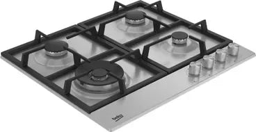 Beko Built In Gas Hob, 4 Burners, 60 cm, Stainless Steel - HIAW64225SX - ESTORES