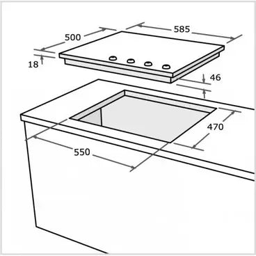 Purity Built In Gas Hob, 4 Burners, 60 cm, Stainless Steel - P601X - ESTORES