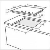 Purity Built In Gas Hob, 4 Burners, 60 cm, Stainless Steel - P601X