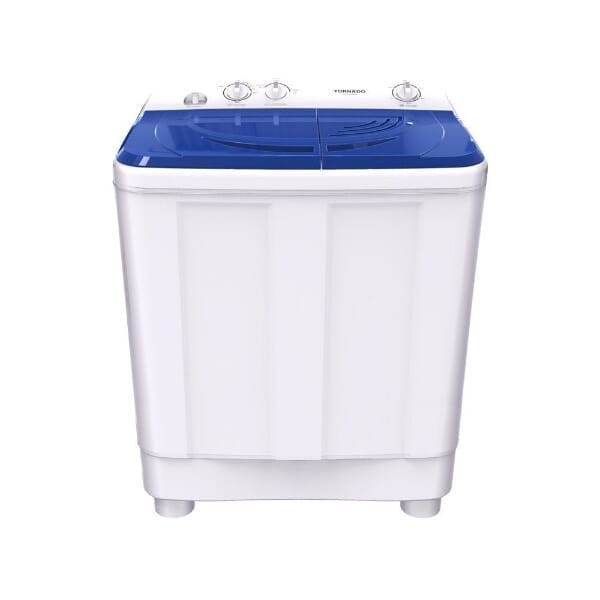 TORNADO Half Automatic Washing Machine With 2 Motors , 12 Kg , White And Blue - Twh - Z12Dne - W(Bl)
