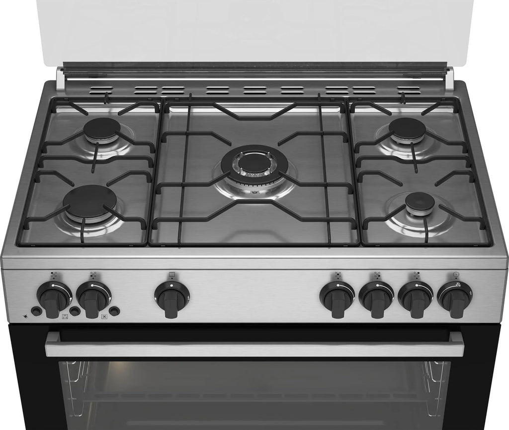 Beko Gas Cooker, 5 Burners, 90 cm, Stainless Steel - GGR 15115 DX NE - ESTORES