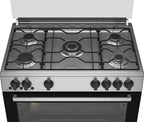 Beko Gas Cooker, 5 Burners, 90 cm, Stainless Steel - GGR 15115 DX NE - ESTORES