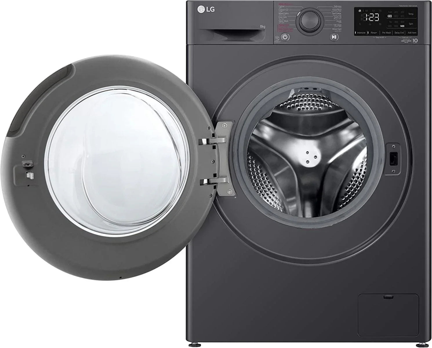 LG Vivace Digital Front Load Full Automatic Washing Machine with AI DD Technology, 8 Kg, Black - F4R3TYG6J - ESTORES