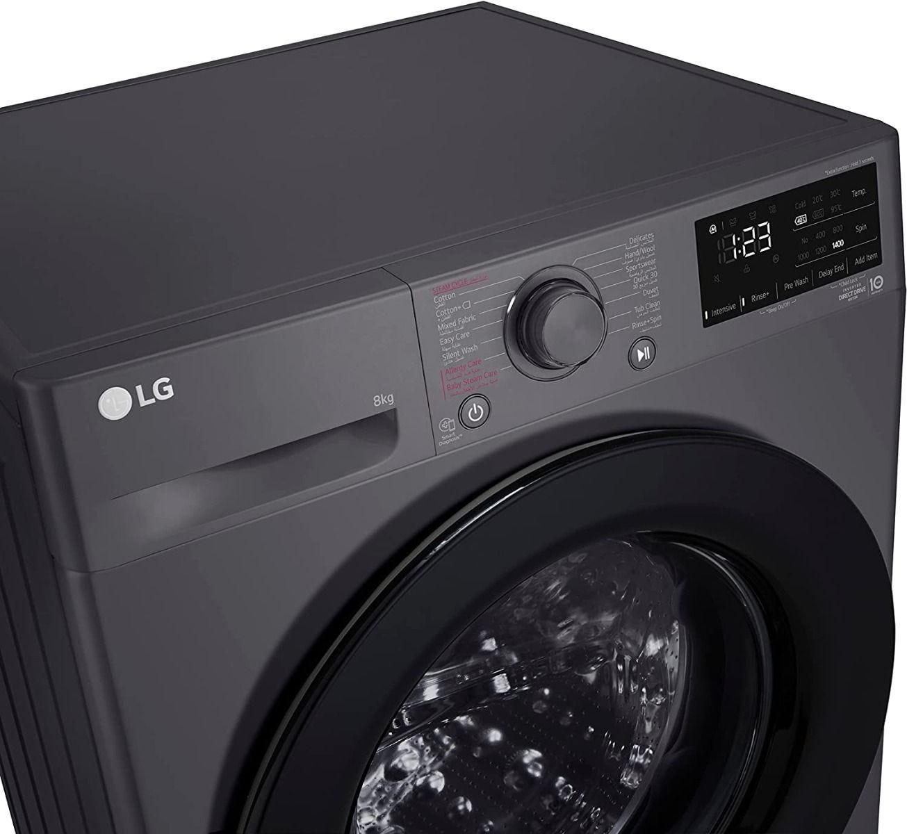 LG Vivace Digital Front Load Full Automatic Washing Machine with AI DD Technology, 8 Kg, Black - F4R3TYG6J