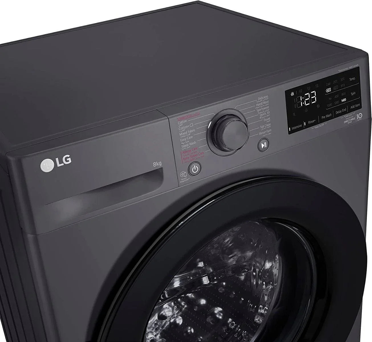 LG Vivace Digital Front Load Full Automatic Washing Machine with AI DD Technology, 8 Kg, Black - F4R3TYG6J - ESTORES