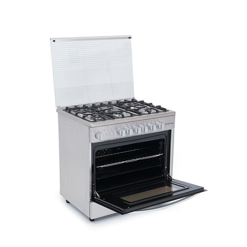 White Point Gas Cooker, 5 Burners, 90 cm, Stainless Steel - WPGC9060XFSAM