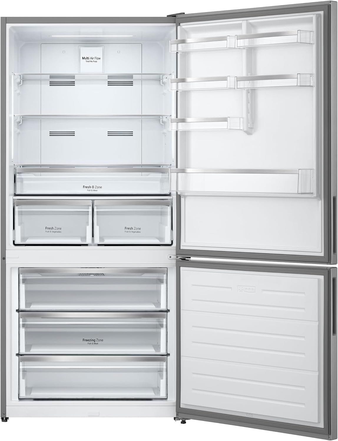 LG Digital No Frost Refrigerator With Inverter Technology, 588 Liters, Silver - GTF569PSAM