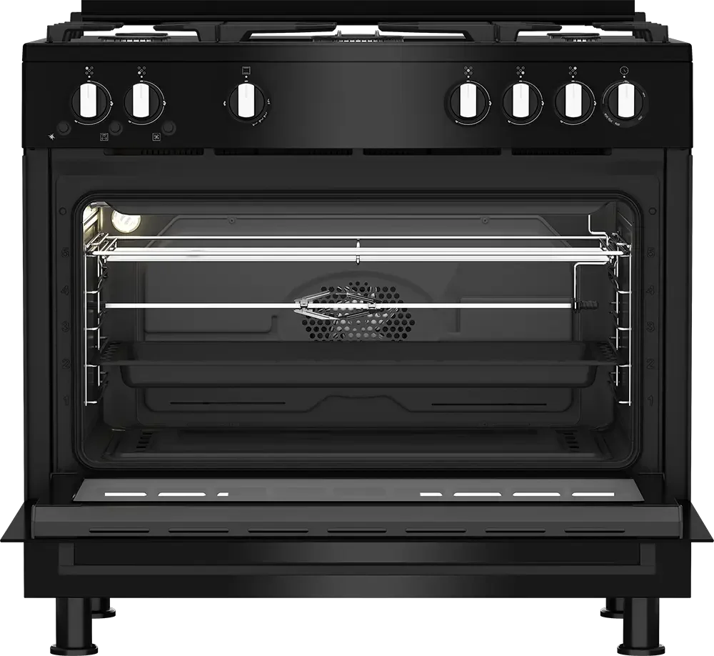 Beko Gas Cooker, 5 Burners, 90 cm, Black - GGR 15115 DX NB - ESTORES
