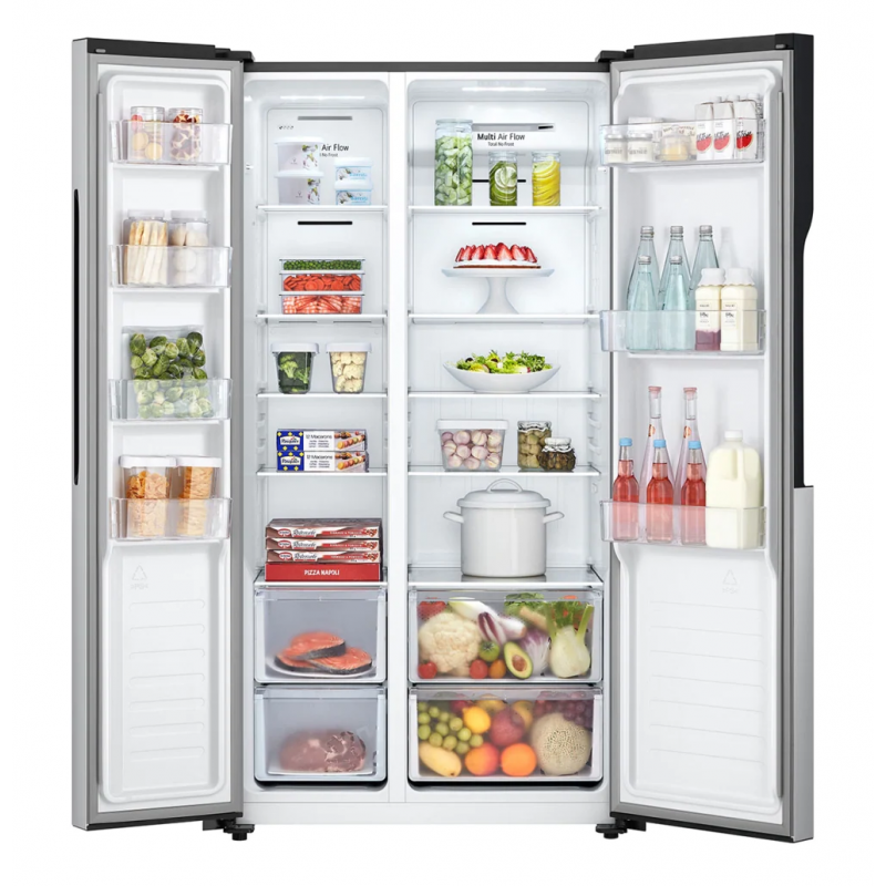 LG Digital Side By Side Refrigerator, No Frost, 519 Liters, 2 Doors, Silver - GCFB507PQAM