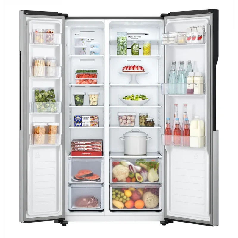 LG Digital Side By Side Refrigerator, No Frost, 519 Liters, 2 Doors, Silver - GCFB507PQAM - ESTORES