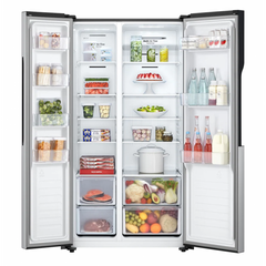 LG Digital Side By Side Refrigerator, No Frost, 519 Liters, 2 Doors, Silver - GCFB507PQAM