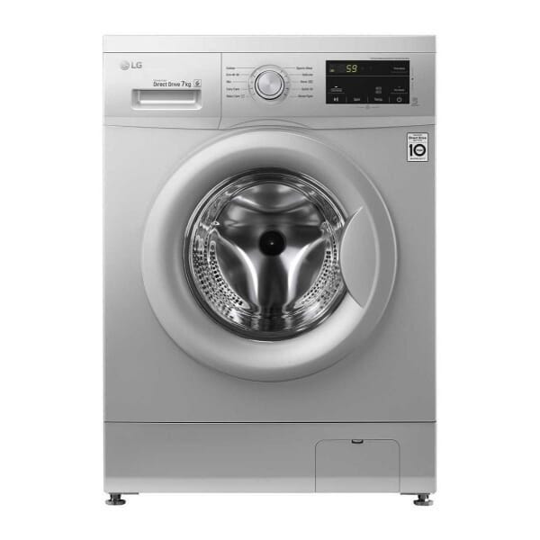 LG Front Loading Full Automatic Washing Machine With Direct Drive , 7 Kg , 6 Motions , Silver - Fh2J3Qdng5
