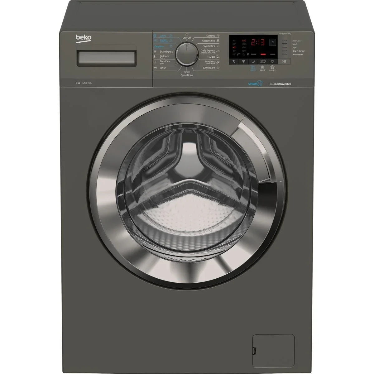 Beko Front Load Full Automatic Washing Machine With Inverter Technology, 9 kg, Grey - WTX 91232 XMCI2 - ESTORES
