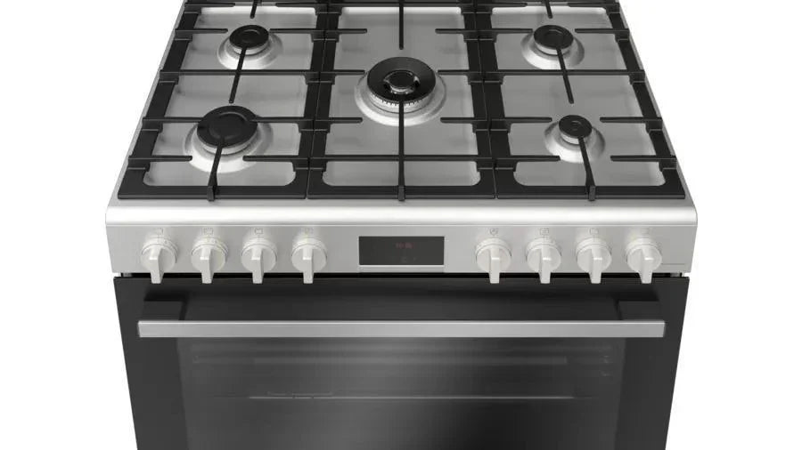 Bosch Digital Gas Cooker, 5 Burners, 90 cm, Stainless Steel - HGW3FSV50S - ESTORES