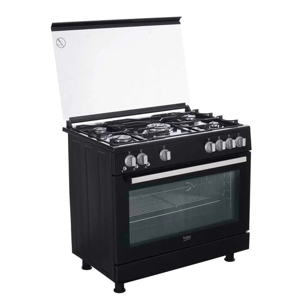 Beko Gas Cooker, 5 Burners, 90 cm, Black - GGR 15115 DX NBE - ESTORES