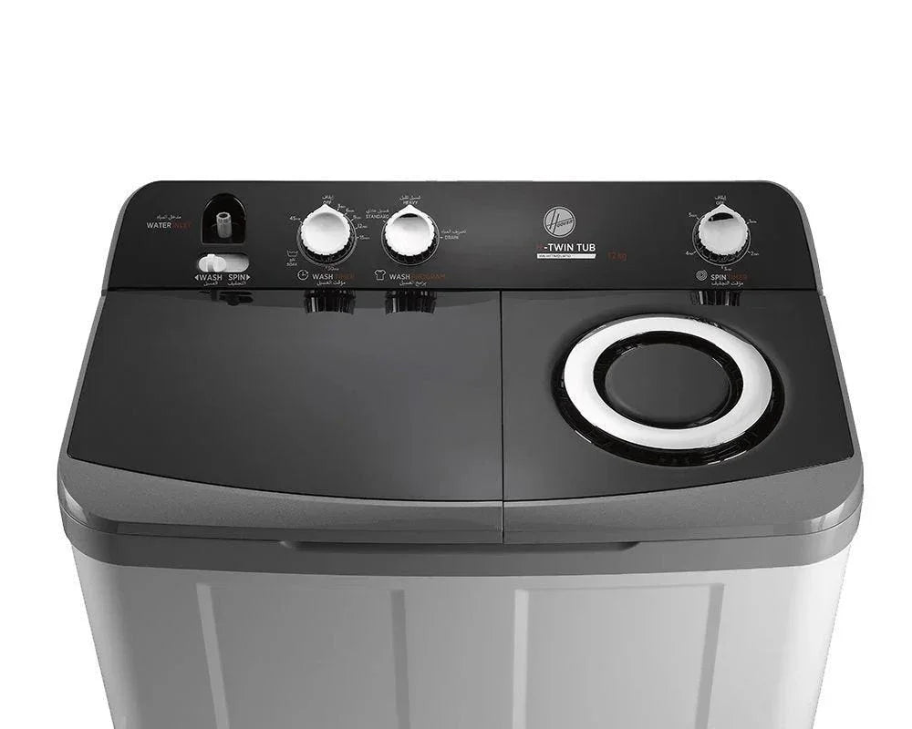 Hoover Twin Tub Top Load Half Automatic Washing Machine, 12 Kg, Silver - HW-HTTN12LSTO - ESTORES