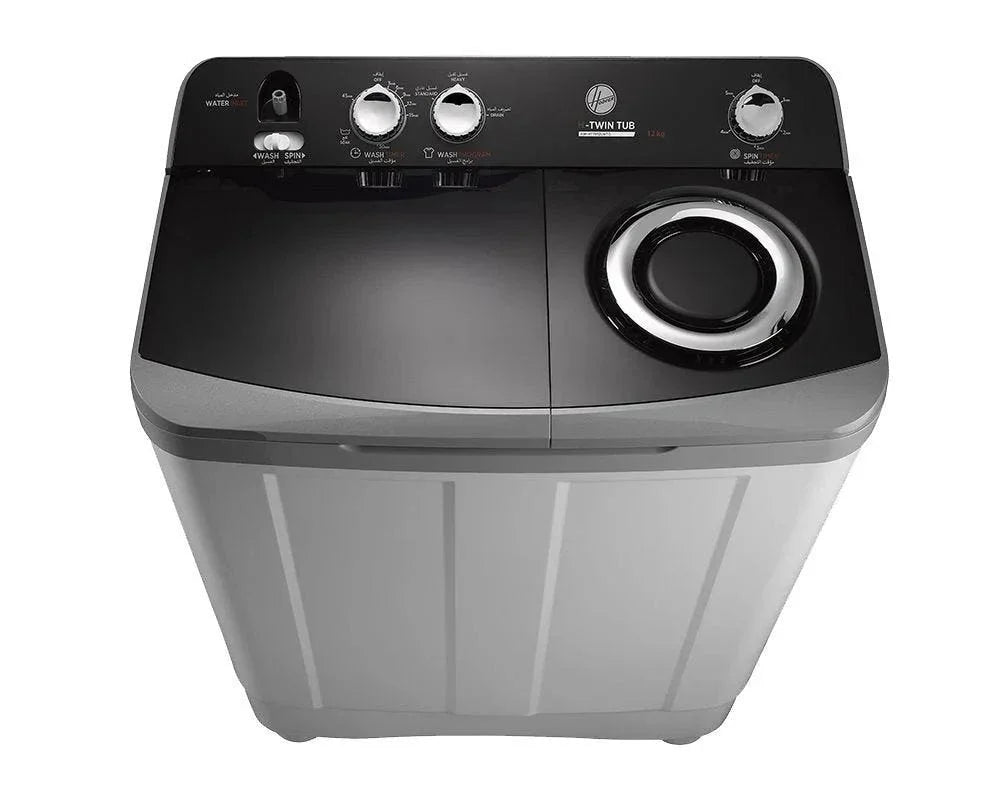 Hoover Twin Tub Top Load Half Automatic Washing Machine, 12 Kg, Silver - HW-HTTN12LSTO - ESTORES