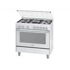 Bosch Serie 2 Gas Range Cooker, 5 Gas Burners, 90 cm, White - HSG736227M - ESTORES