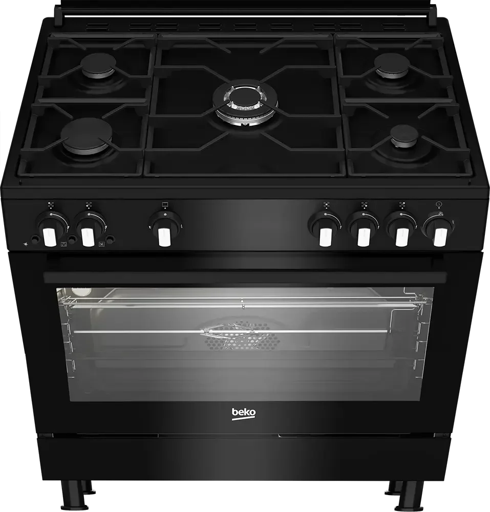 Beko Gas Cooker, 5 Burners, 90 cm, Black - GGR 15115 DX NB - ESTORES