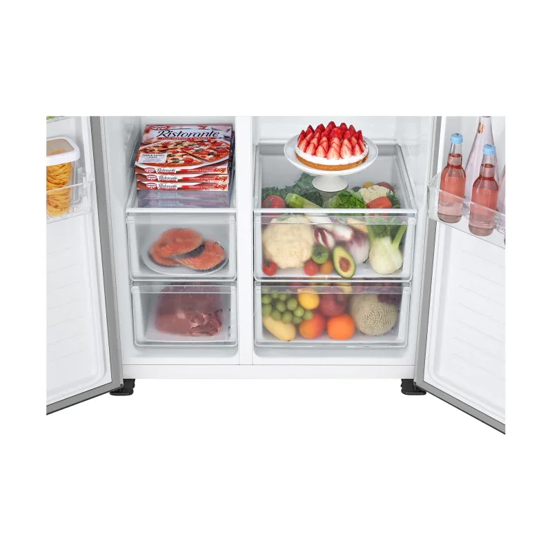 LG Digital Side By Side Refrigerator, No Frost, 519 Liters, 2 Doors, Silver - GCFB507PQAM - ESTORES