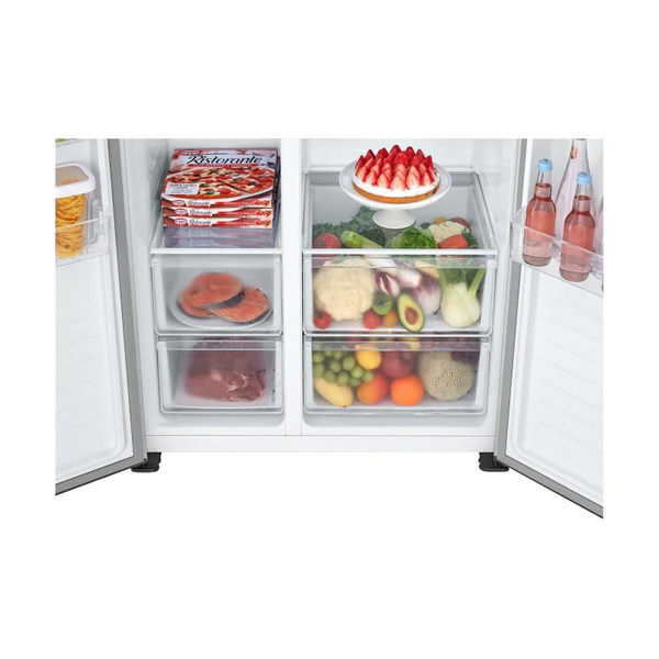 LG Digital Side By Side Refrigerator, No Frost, 519 Liters, 2 Doors, Silver - GCFB507PQAM - ESTORES