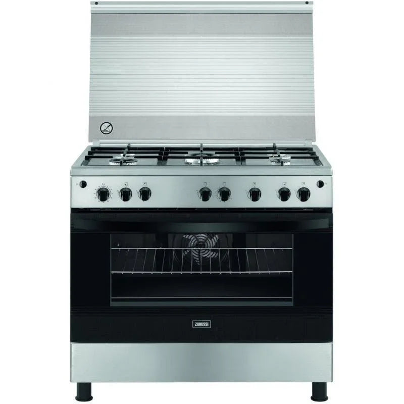 Zanussi Steel Plus Gas Cooker, 5 Burners, 90 cm, Stainless Steel - ZCG922A6XA - ESTORES Main image